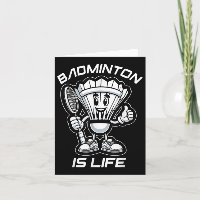 Badminton Forever Cartoon Shuttle und Racket Graph Karte (Vorderseite)