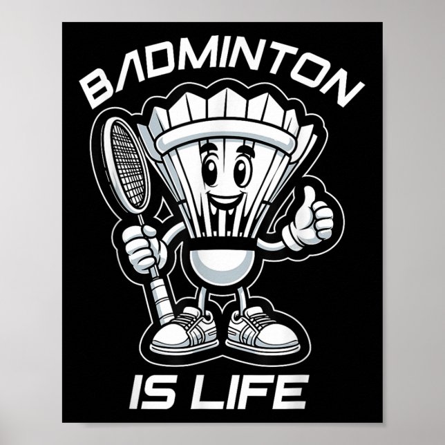 Badminton Forever Cartoon Shuttle und Racket Graph Poster (Vorne)