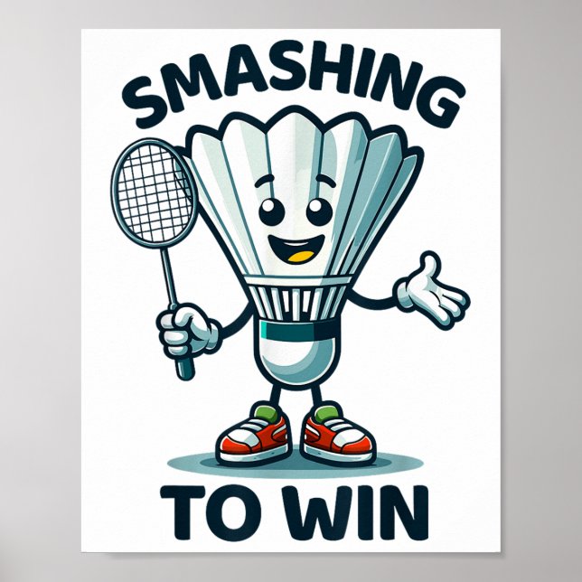 Badminton Forever Cartoon Shuttle und Racket Graph Poster (Vorne)