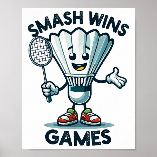 Badminton Forever Cartoon Shuttle und Racket Graph Poster (Vorne)