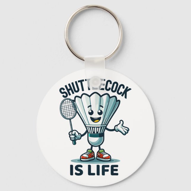 Badminton Forever Cartoon Shuttle und Racket Graph Schlüsselanhänger (Vorderseite)