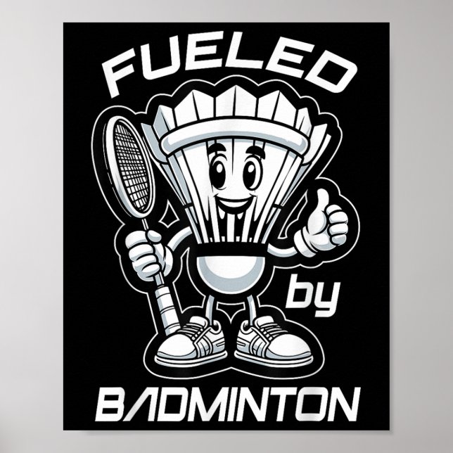 Badminton Forever Cartoon-Shuttle und Schläger-Gra Poster (Vorne)