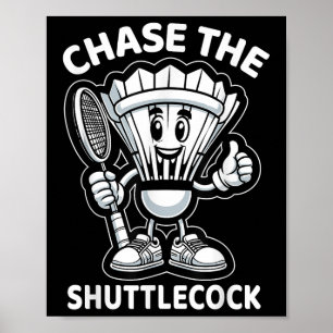 Badminton Forever Cartoon-Shuttlecock und Schläger Poster