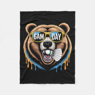 Badminton Game Day Bear Funny Badminton Lover Boys Fleecedecke