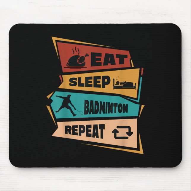 Badminton Game Repeat Shuttle Retro Badminton Play Mousepad (Vorne)