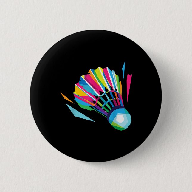Badminton Game Shuttle Sport Badminton Pop Art Button (Vorderseite)