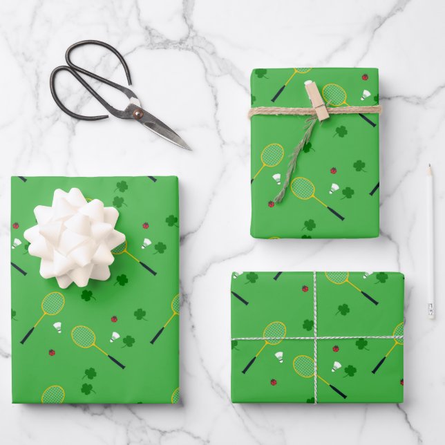Badminton Gift Wrapping Paper Geschenkpapier Set (Vorderseite)