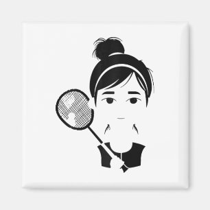 Badminton Girl Cartoon Style Shuttle Player für Gi Magnet