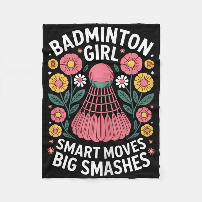 Badminton Girl Shuttle Funny Badminton  Fleecedecke (Vorderseite)