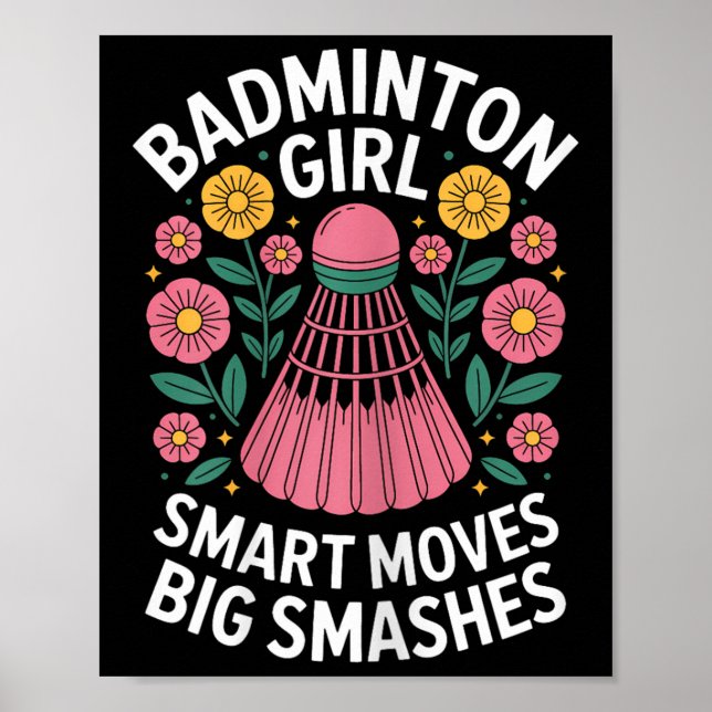 Badminton Girl Shuttle Funny Badminton Poster (Vorne)