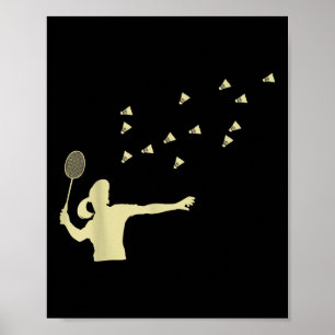 Badminton Girl Shuttle Woman Girl Shuttle Racket Poster