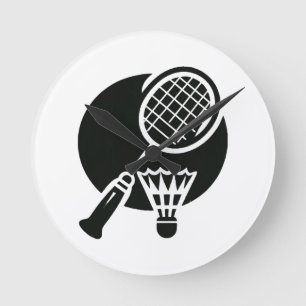 Badminton-Grafik Runde Wanduhr