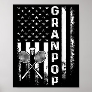 Badminton Granpop American Flag Vintage Weihnachte Poster