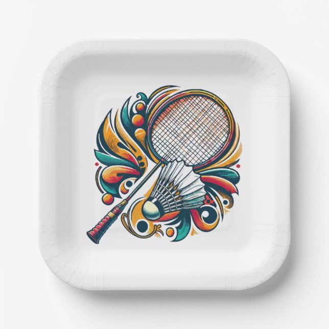 Badminton Graphic Pappteller (Vorderseite)