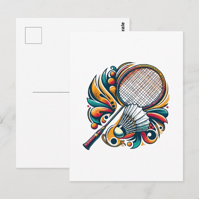 Badminton Graphic Postkarte (Vorne/Hinten)