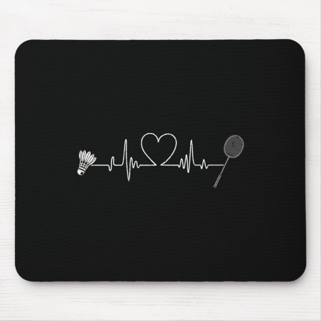 Badminton Heartbeat Funny Badminton Mousepad (Vorne)