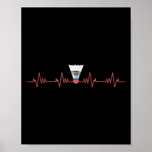 Badminton Heartbeat mit Shuttle für Badminton Poster