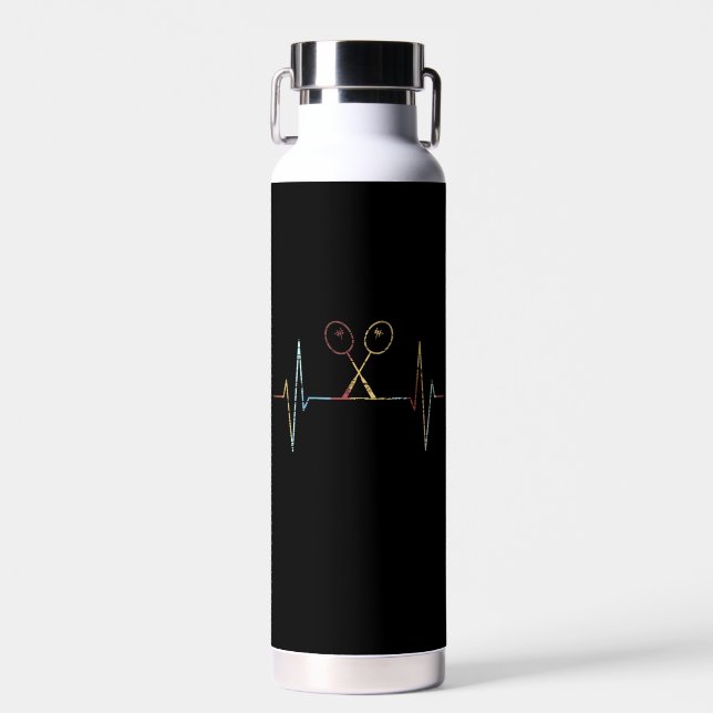 Badminton Heartbeat Trinkflasche (Vorne)