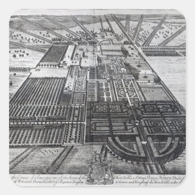 Badminton House im Landkreis von Gloucester Quadratischer Aufkleber (Vorderseite)
