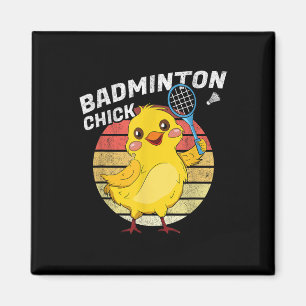 Badminton Huhn Retro Huhn Federball Frauen Badmint Magnet