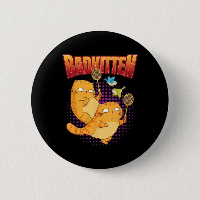 Badminton I Badkitten Cat I Badminton Racket Shutt Button (Vorderseite)