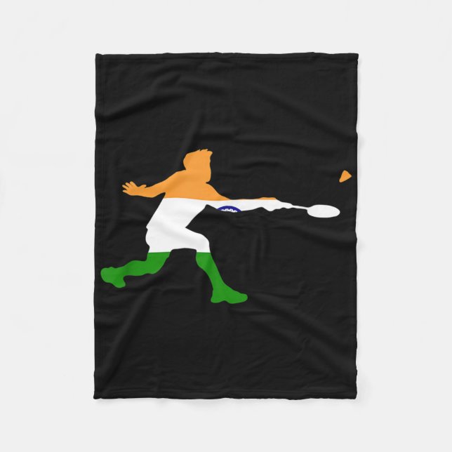 Badminton Indian Flag Racquet Shuttle Men Player Fleecedecke (Vorderseite)