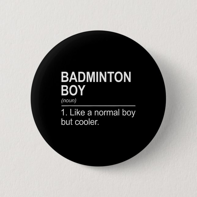 Badminton-Junge Substantiv Definition Federball Ba Button (Vorderseite)