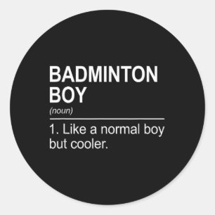 Badminton-Junge Substantiv Definition Federball Ba Runder Aufkleber