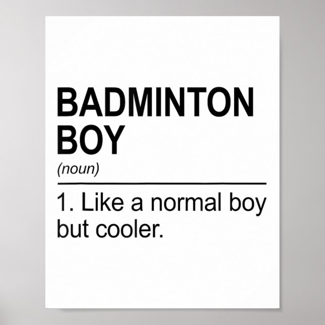 Badminton-Junge Substantiv Definition Shuttle Badm Poster (Vorne)