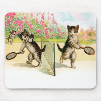 Badminton Kittens Vintag Art Mousepad