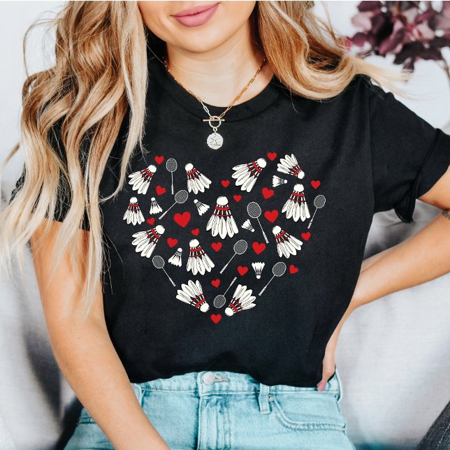 Badminton Liebe Heart Shuttlecocks & Rackets T-Shirt (Von Creator hochgeladen)