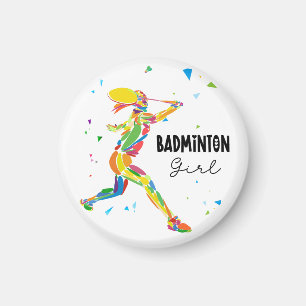 Badminton Mädchen Abstract Farbige Sportlerin Magnet