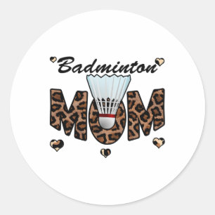 Badminton Mama Leopard Funny Badminton Mama Mother Runder Aufkleber