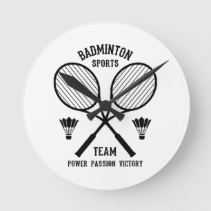 Badminton-Mannschaft Runde Wanduhr