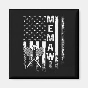 Badminton Memaw Amerikanische Flagge Vintage Weihn Magnet