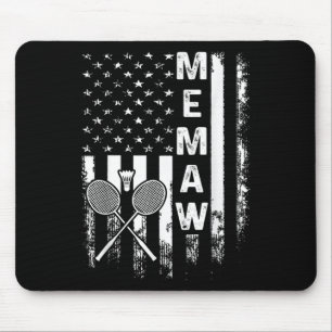 Badminton Memaw Amerikanische Flagge Vintage Weihn Mousepad