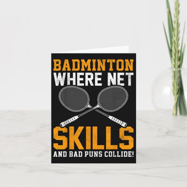 Badminton Net Skills Bad Puns Collide Badminton Pl Karte (Vorderseite)