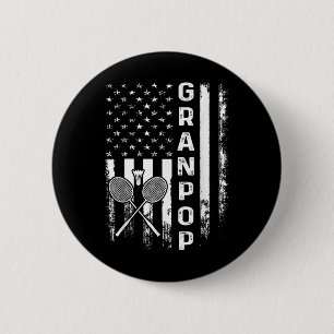 Badminton Opa Amerikanische Flagge Vintage Weihnac Button
