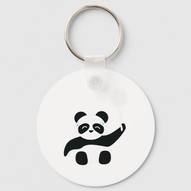 Badminton Panda Getting Sweaty Schlüsselanhänger (Vorderseite)
