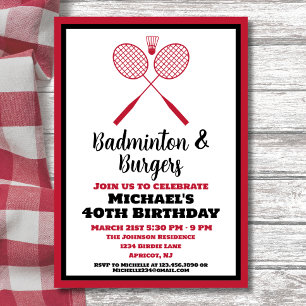 Badminton Party Sports GRILLEN Birthday Einladung