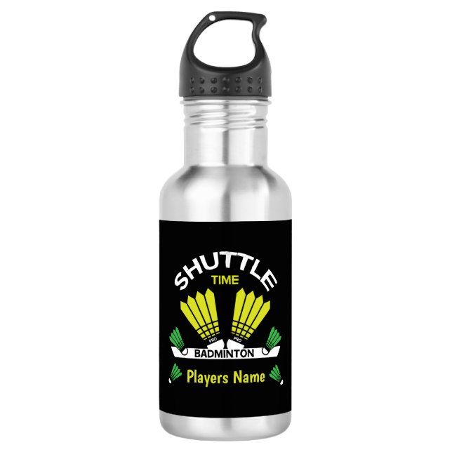 Badminton Player Battledon Sports Edelstahlflasche (Vorderseite)