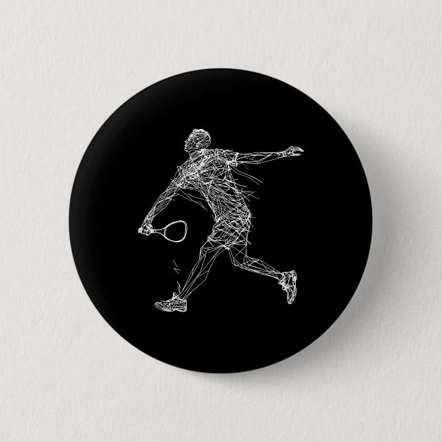 Badminton Player Drawing Shuttle Game For Boys  Button (Vorderseite)