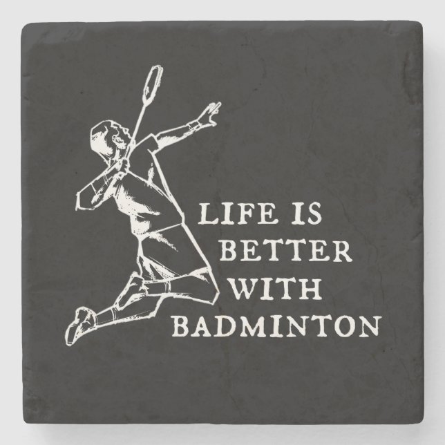 Badminton Player Geschenke Steinuntersetzer (Vorderseite)