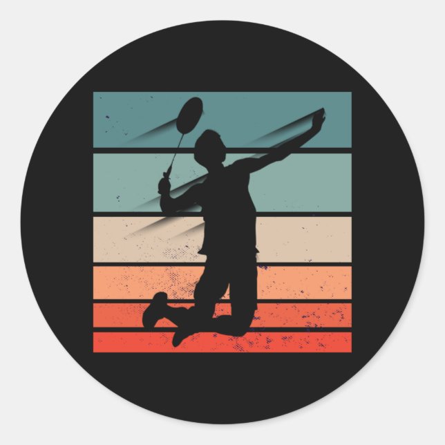 Badminton Player Jump Smash Runder Aufkleber (Vorderseite)