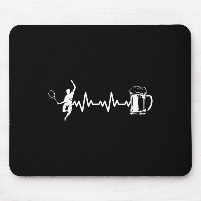 Badminton Player Racket - Heartbeat Ekg Badminton Mousepad (Vorne)