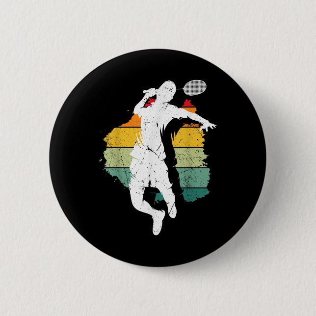 Badminton Player Retro Badminton Team Shuttle Play Button (Vorderseite)