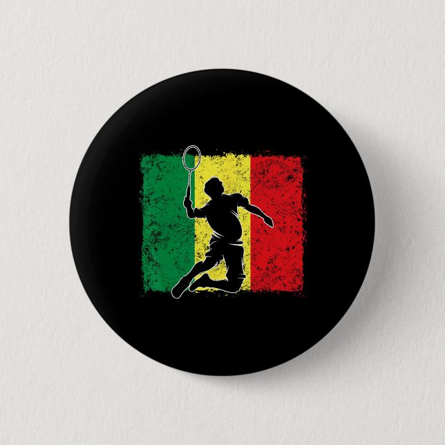 Badminton Player Senegalesische Flagge Senegal 1 Button (Vorderseite)