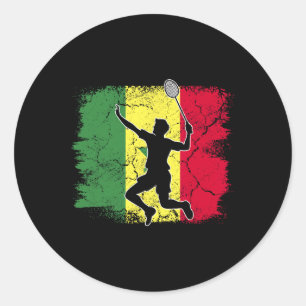 Badminton Player Senegalesische Flagge Senegal Runder Aufkleber