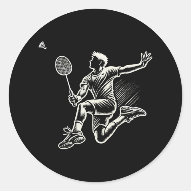 Badminton Player Shuttle 4 Runder Aufkleber (Vorderseite)