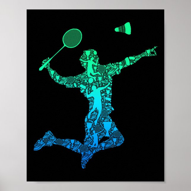 Badminton Player Shuttle Boys Kids Men Youth Poster (Vorne)